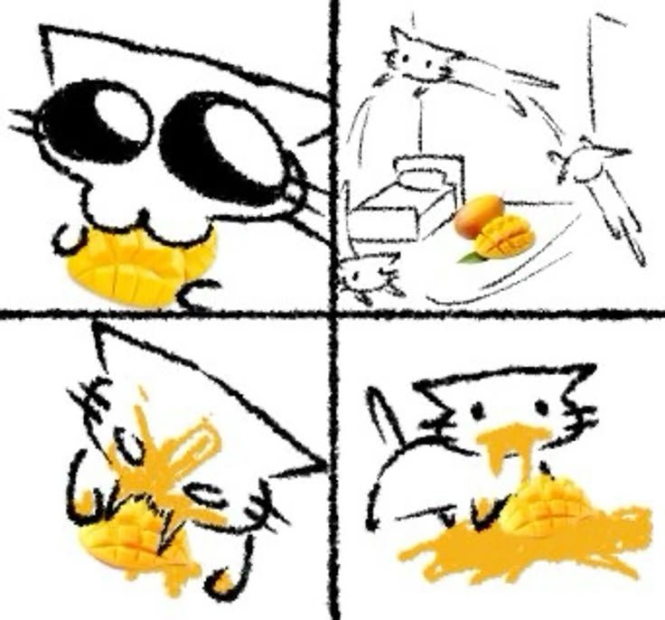 NSQ_Alex's tweet photo. 「マンゴーを食べてる色んなもののイラストにめちゃくちゃハマってて、もう大ファンなんだよね。大好きな milanesa de pollo と同じくらい好きかも。 https://t.co/LYTH8c6Zir