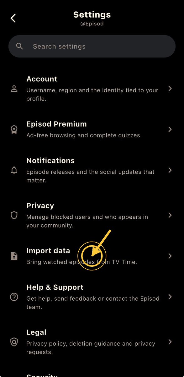 EpisodTeam's tweet photo. Import your TV Time watched episodes into Episod:

1. Download your TV Time GDPR export ZIP:
https://t.co/U0qbpnSomK

2. Open Episod → Profile → Settings → Import data

3. Tap “Choose export file” and select the ZIP

4. After matching finishes, tap “Import selected data”

Episod never asks for your TV Time password.