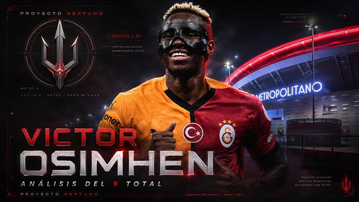 Proyect_Neptuno's tweet photo. 🔴⚪️ Empieza el ruido con Victor Osimhen.
Su agente está en Madrid y toca mirar el perfil con datos.
No desde la ilusión.
Desde el encaje.
📊 Victor Osimhen
🏟️ Galatasaray
🎂 27 años
📌 Comparado con jugadores de todas las ligas
📈 Datos por 90’
Dentro hilo 🧵 https://t.co/slgOyOKlBU