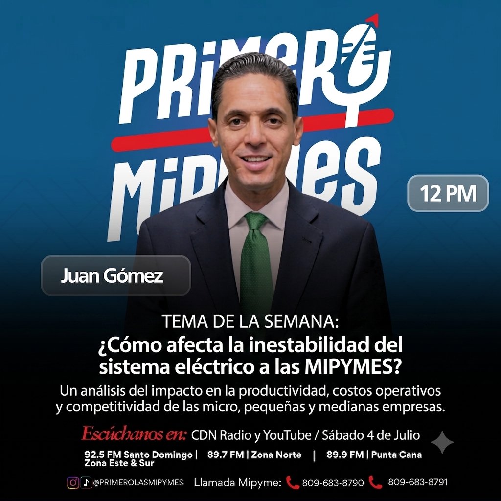 Francis12409236's tweet photo. ¿Cómo sobrevive una MIPYME a los apagones y las fluctuaciones? 🔌📉

​Este sábado el Ing. Juan Gómez. analiza el impacto de la inestabilidad eléctrica en los costos operativos y la competitividad de los pequeños negocios.

📆 04 de julio
​🕛 12:00 P.M.
📻 CDN Radio y YouTube https://t.co/CdGUSXEF2O