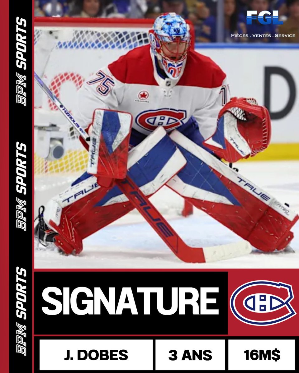 BPMSportsRadio's tweet photo. 🚨 ALERTE SIGNATURE 🚨

Jakub Dobes signe une prolongation de contrat de 3 ans avec les Canadiens de Montreal, d'une valeur de 5,357575 millions de dollars https://t.co/PvFNp3oLNw