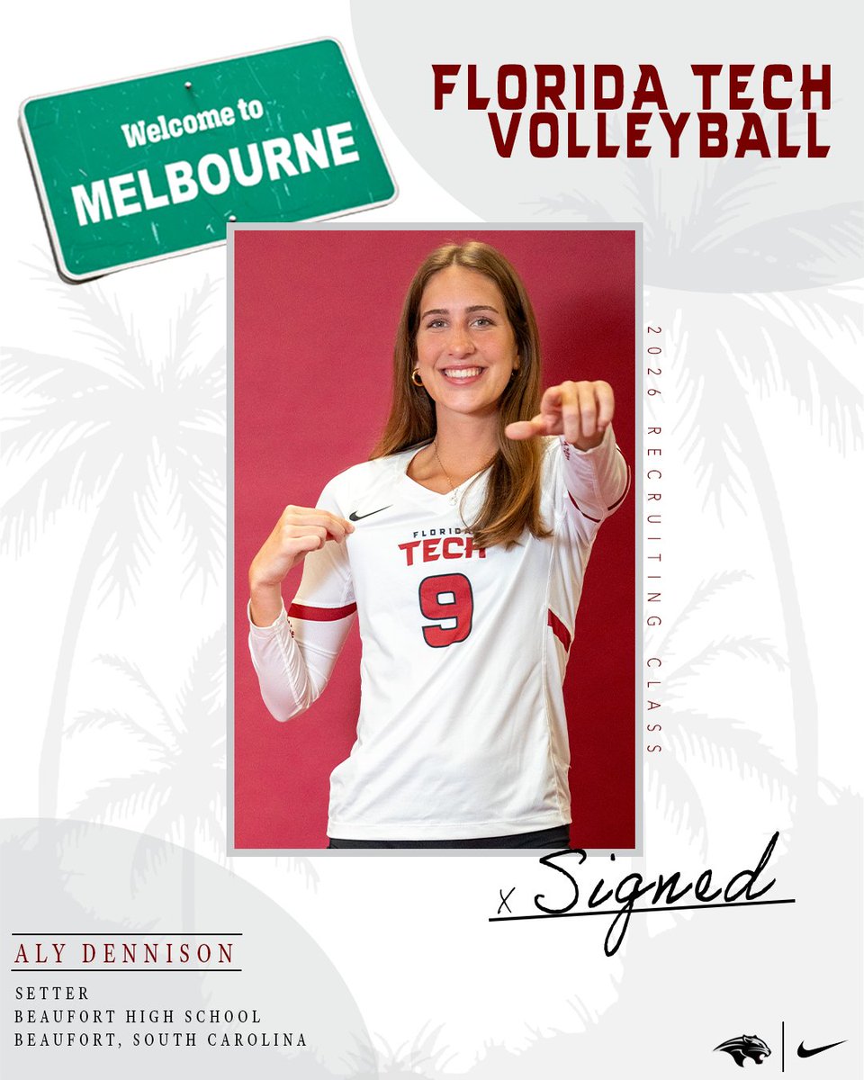 FloridaTechVB's tweet photo. ❗️𝓦𝓔𝓛𝓒𝓞𝓜𝓔 𝓣𝓞 𝓜𝓔𝓛𝓑𝓞𝓤𝓡𝓝𝓔❗️

Join us in welcoming Aly Dennison to the Panther Volleyball program ahead of the 2026 season🐾

#GoPanthers l #TechBuilt https://t.co/15nVZnHkkQ