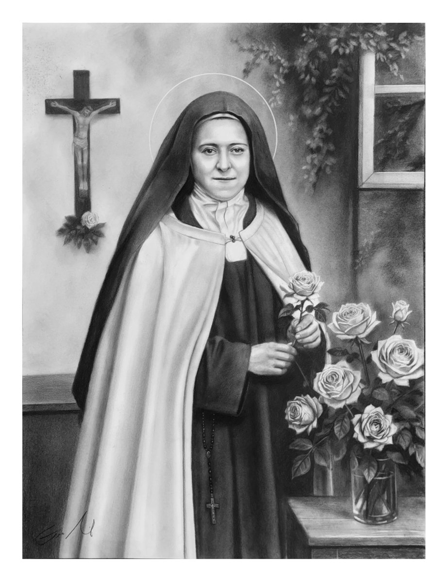 ericarmusik's tweet photo. New Print Available!!
I'm pleased to announce the release of my newest drawing, St. Thérèse of Lisieux 🌹 : https://t.co/u68Y5JgRuI

This beautiful charcoal portrait is now available as a limited edition of only 100 prints. Each print is personally signed and numbered, making it a wonderful addition to any home, chapel, or sacred art collection.

May the "Little Flower" inspire us all to pursue holiness through the simple, faithful love of God in our daily lives.

Available now while the edition lasts.

🌹 St. Thérèse of Lisieux
Limited Edition of 100
Signed & Numbered

#stthereseoflisieux #StTherese #catholictwitter