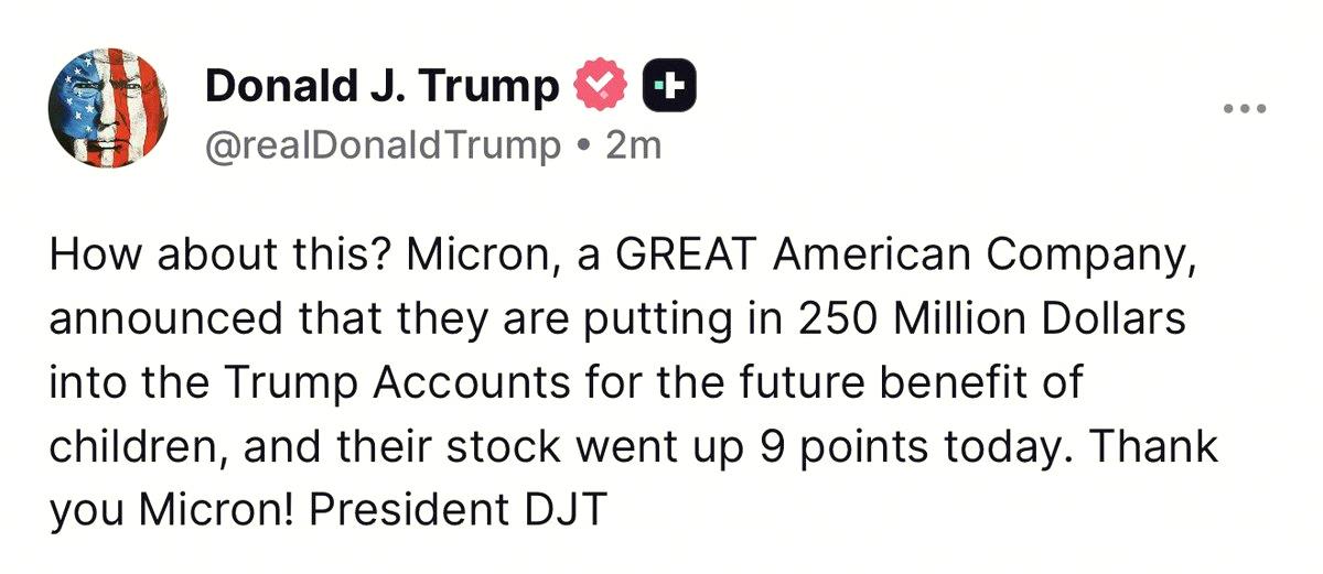 pablo_da_jon's tweet photo. Feels like Trump is a Micron fan 😂

$MU https://t.co/WkakIeiBsc