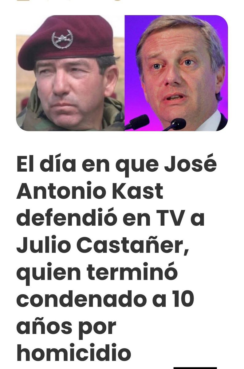 BetitoCote's tweet photo. A 40 años del Caso Quemados, no olvidamos: Kast defendió en TV al asesino Julio Castañer diciendo que era "una persona de bien". En 2024 la Suprema condenó a Castañer a 20 años de cárcel. Kast siempre ha estado del lado de criminales, torturadores y asesinos. https://t.co/1K3EfkxLjx