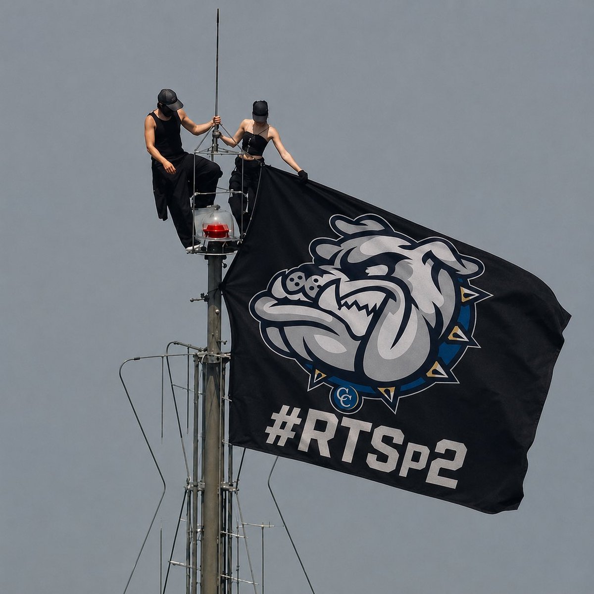 RecruitTheDawgs's tweet photo. Breaking News: Two people carrying a flag have scaled the Empire State Building - they’re making sure the whole world knows!

#RTSp2
#GoDawgs 🐾🐾 https://t.co/soJUvgGHeh