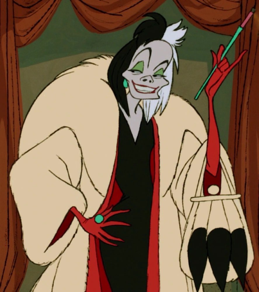 T_Marie60's tweet photo. I’ll give credit where credit is due bc the women villain designs were always fun to watch medusa and cruella could watch over and over bc I love xerox animation 
And maleficent and Ursula bc their shape language and color palettes tickle my brain 🩷 https://t.co/90PVMo4yib