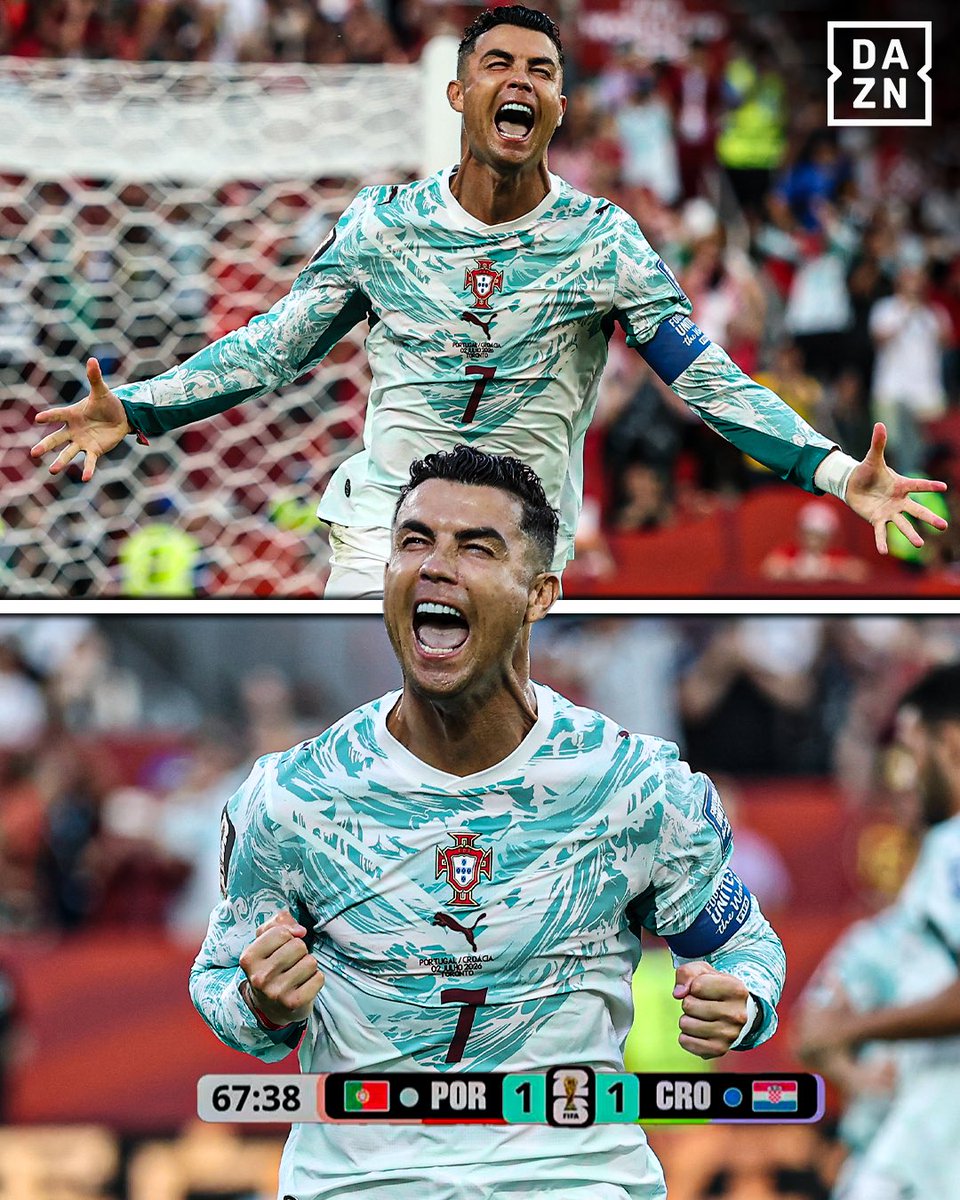DAZNFutbol's tweet photo. NUNCA DUDEN DE CRISTIANO RONALDO 🔥🇵🇹

El grito de un ídolo, el grito de un país ❤️‍🩹

#DAZNMundial #FIFAWorldCup https://t.co/aimjGChz5M
