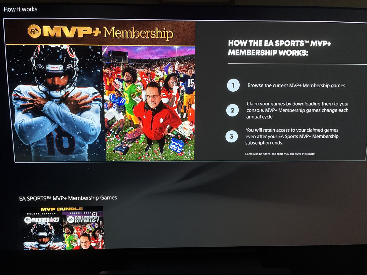 GambitNoles's tweet photo. @EASPORTSCollege @oregonfootball @OleMissFB @CanesFootball So you can enter the subscriptions tab of PS store, click "learn more" on the MVP+ subscription, and still wind up buying the bundle on accident from there? And then to close the window so people can't even go buy day of? Who is making these decisions? https://t.co/2TKroZfbC6