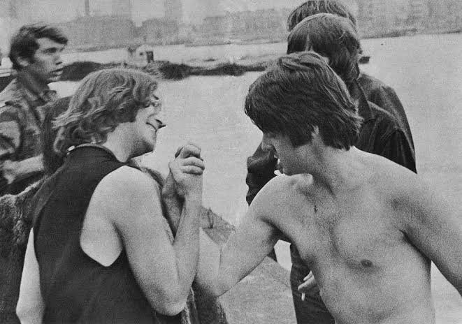 marianabrickman's tweet photo. “He wore glasses and I didn’t. So if we got into an argument, I’d call him ‘four-eyes’. ‘Four-eyes!’ And he’d go, ‘Pigeon chest!’ My chest was not as developed as his, or whatever [...] these things obviously bring you together.” 

- Paul McCartney on his days with John Lennon https://t.co/VxYjpaFgNi