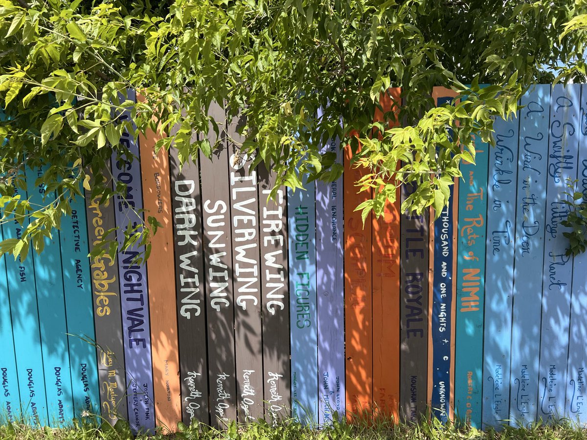 Feisty_Waters's tweet photo. A local house has a book fence so obviously my book dress and I needed to visit. https://t.co/nDsKQzEOat