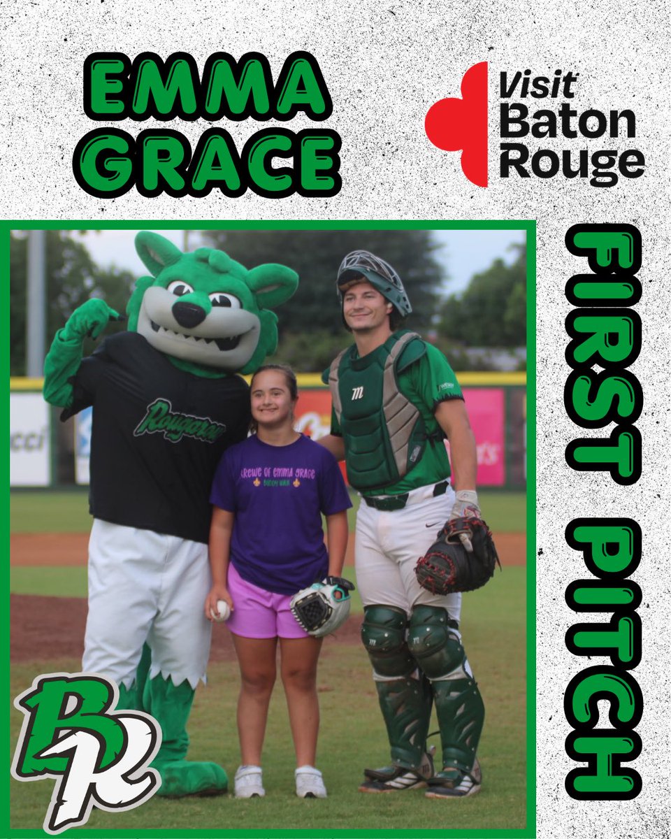 BRRougarou's tweet photo. FIRST PITCH thrown by Emma Grace! 💚
Let’s play ball! ⚾️
#tcl #defendingchamps #rougaroubaseball #summerball #firstpitch https://t.co/Yccvw848Cn