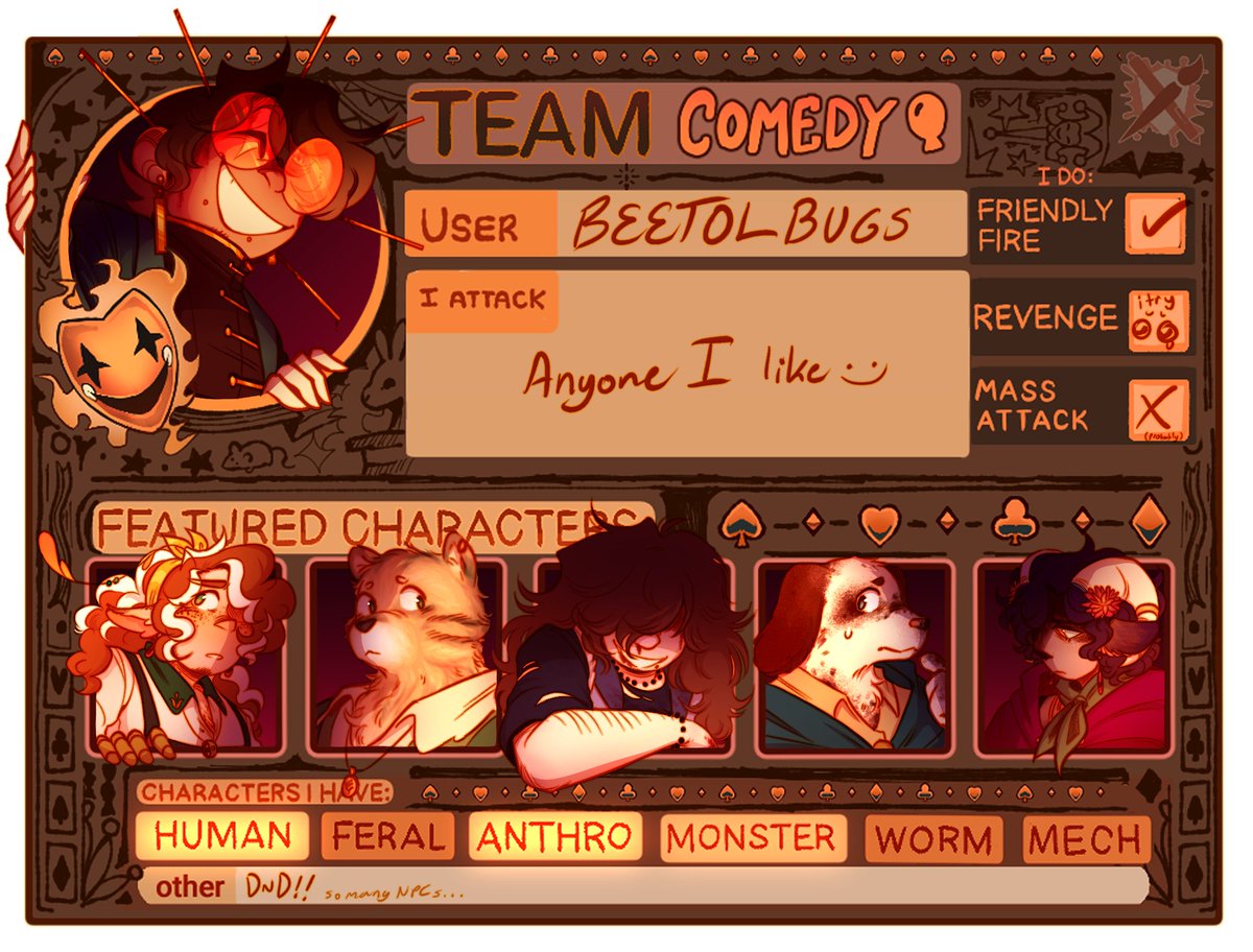 beetolbugs's tweet photo. belated artfight card to fight it up https://t.co/5RZivHif30