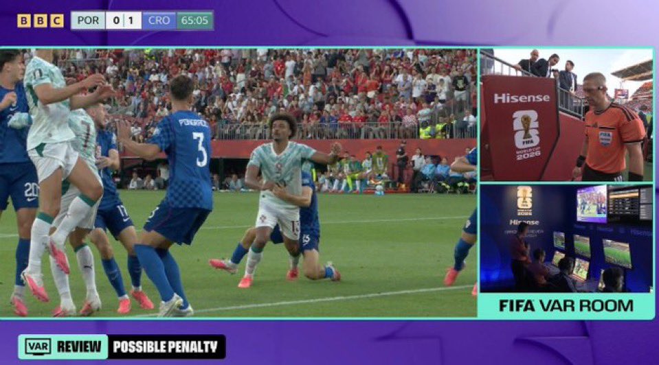 Debbybruno3's tweet photo. How is this a penalty? FIFA wants Ronaldo to get to the World Cup final and they are not hiding it https://t.co/aHzxoyixOF