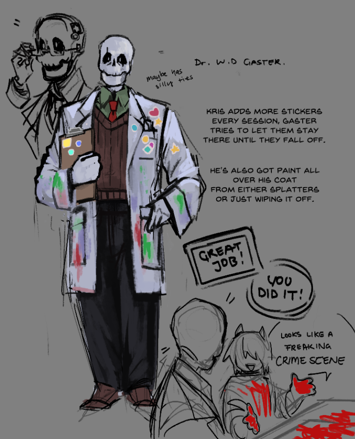 LoudPigeon's tweet photo. #deltarune Really fond of Therapist Forgotten man :) I always liked the idea that Gaster was really goofy and strange. Grandpa bones https://t.co/1dd8HwxZZw