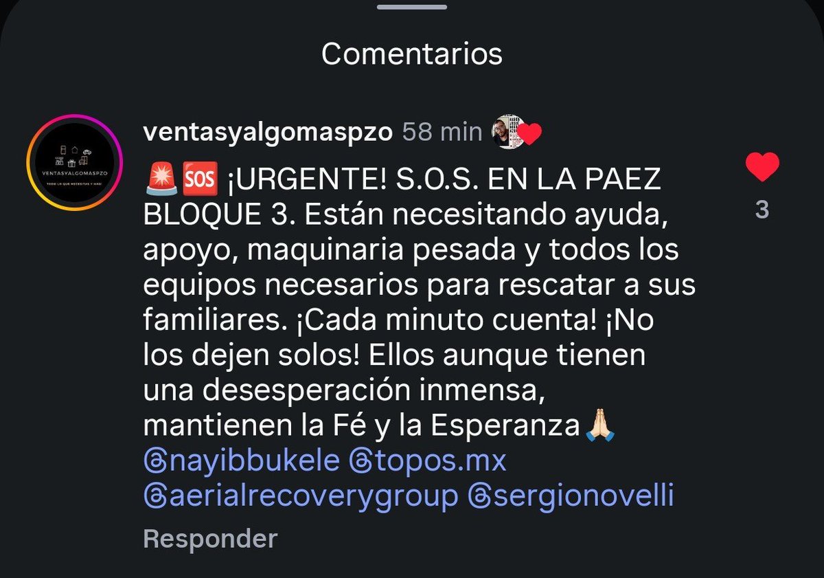 Meriam73's tweet photo. Ayúdenme a difundir por favor, está colocado hace uno hora, están pidiendo ayuda por favor, hay gente con vida. https://t.co/7d9Lu1QbOS
