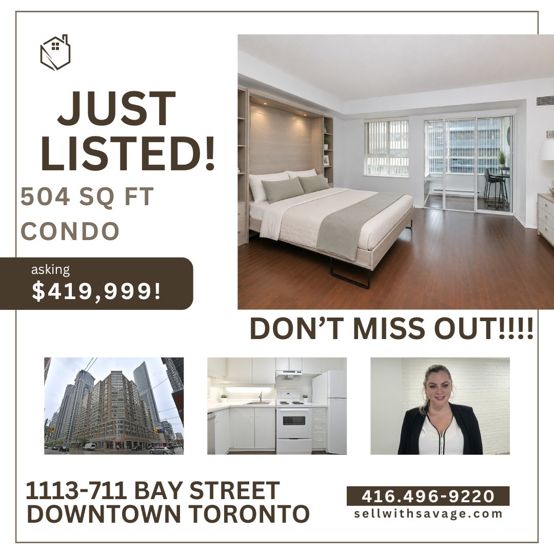 sellwithsavage's tweet photo. 🏙️ JUST LISTED | $419,999
📍 #1113 – 711 Bay Street, Toronto
Prime downtown location at Bay &amp; Gerrard!This bright and efficient 504 sq. ft. condo is the perfect opportunity for first-time buyers, students, professionals, or savvy investors looking to own in the heart of the city. https://t.co/vHBwrDTi37