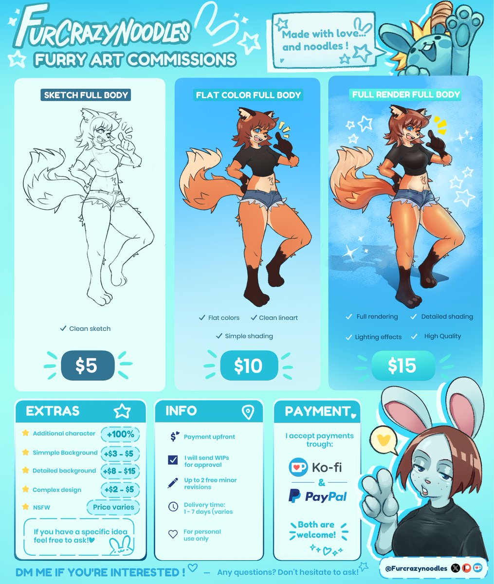 furcrazynoodles's tweet photo. ✨ Commissions are now open! ✨

I'd love to draw your characters! :3

DM me anytime. 💙💙

#CommissionsOpen #ArtCommission #furry
#FurryArt #FurryArtist #OpenCommissions #Anthro
#Fursona #digitalartist #furryarwork https://t.co/LXiMjbsPHr