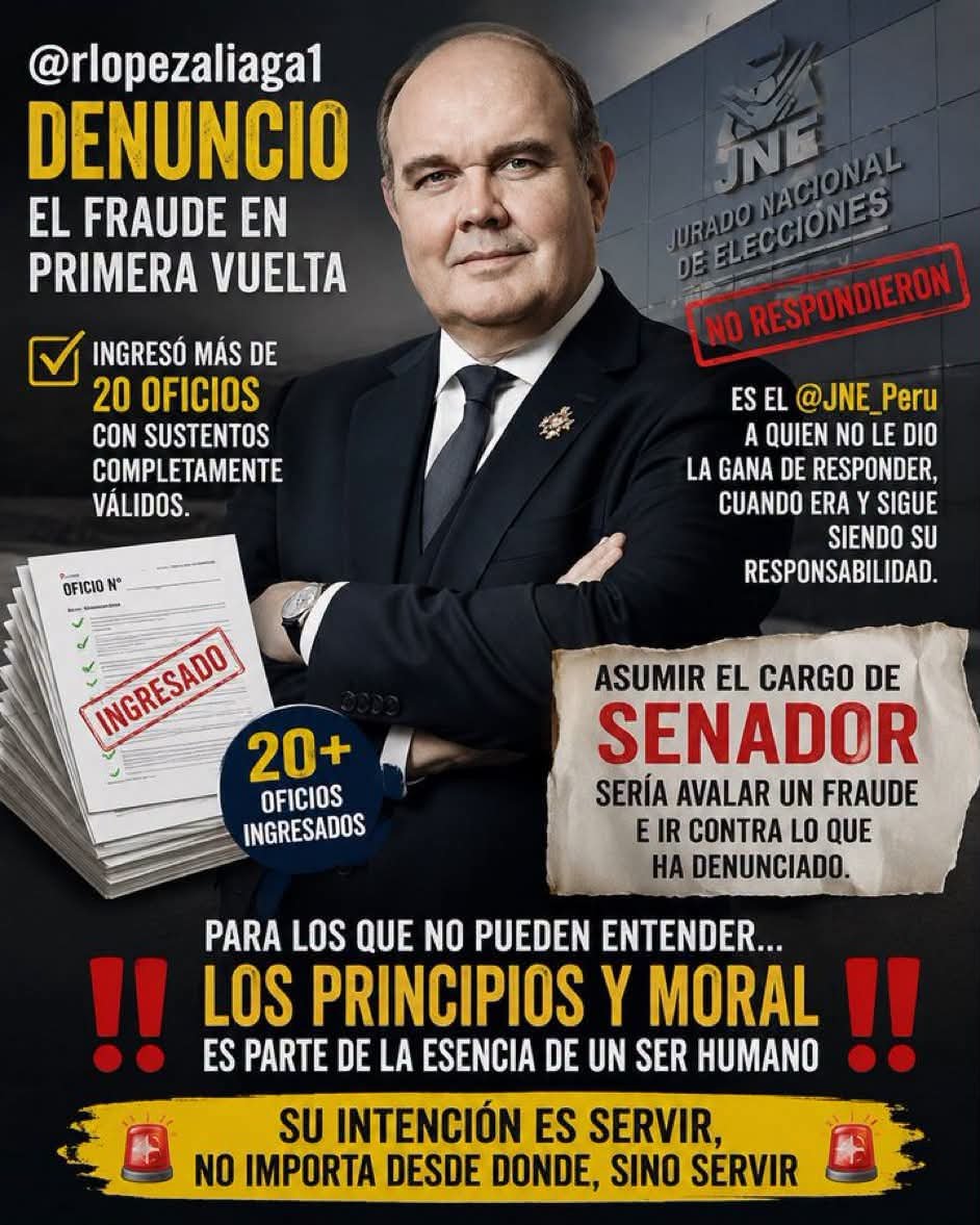 Kelly09455152's tweet photo. "¡JAMÁS VALIDARÉ EL FRAUDE! Denuncié penalmente y llegaré al final. Da asco la campaña de los CÓMPLICES."

RLA presentó +20 oficios válidos y el @JNE_Peru NO quiso responder. Ser Senador sería avalar la farsa.

"Mi intención es servir, no importa desde dónde." https://t.co/Qad9DS0lgH