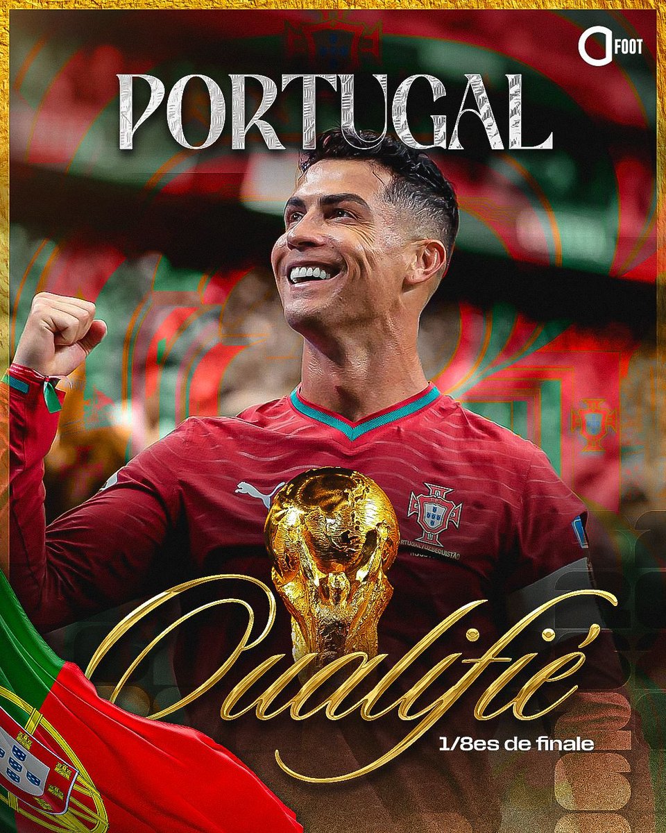 ActuFoot_'s tweet photo. 🚨🚨 OFFICIEL ! LE PORTUGAL 🇵🇹 EST QUALIFIÉ POUR LES HUITIÈMES DE FINALE DE LA COUPE DU MONDE !!! ✅

PROCHAIN ADVERSAIRE : L'ESPAGNE 🇪🇸. 🍿 https://t.co/x0fQHHCy5x