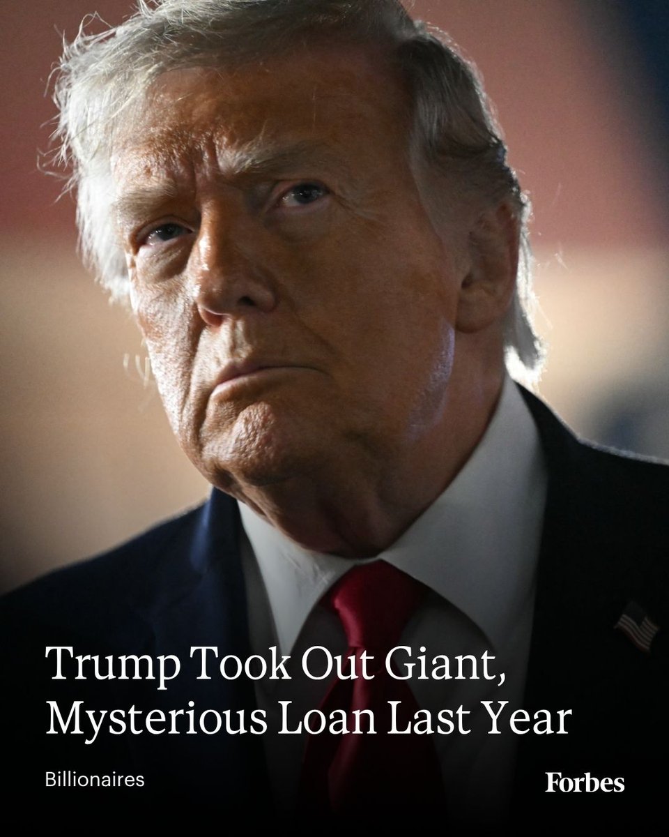 Forbes's tweet photo. Donald Trump secured a massive loan from Charles Schwab Bank last year, leaving his debt profile murkier than it has been in ages. Full story: https://t.co/hPsCahJh25
📸: Saul Loeb/AFP via Getty Images https://t.co/GrdPc11AW8