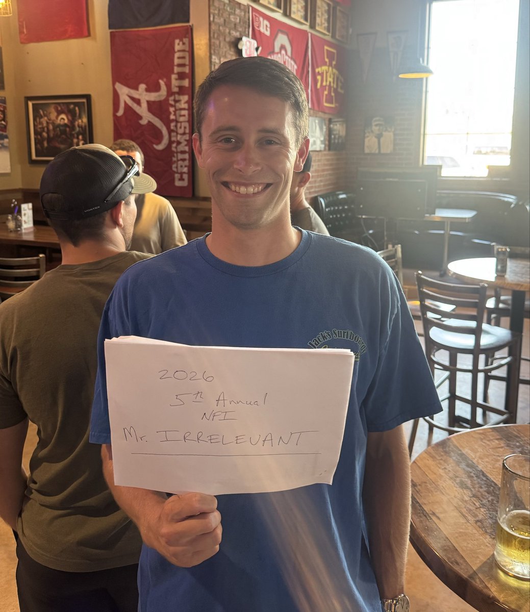 BigRigsSoftball's tweet photo. Your 2026 5th Annual NFI Mr. Irrelevant: Jack Adam.
“I look forward to getting out there and overturning @PaulsenTy’s smear campaign against my golf game. This was pure propaganda and essentially an act of domestic terrorism.”
#NFI https://t.co/ITFSDhvUG4