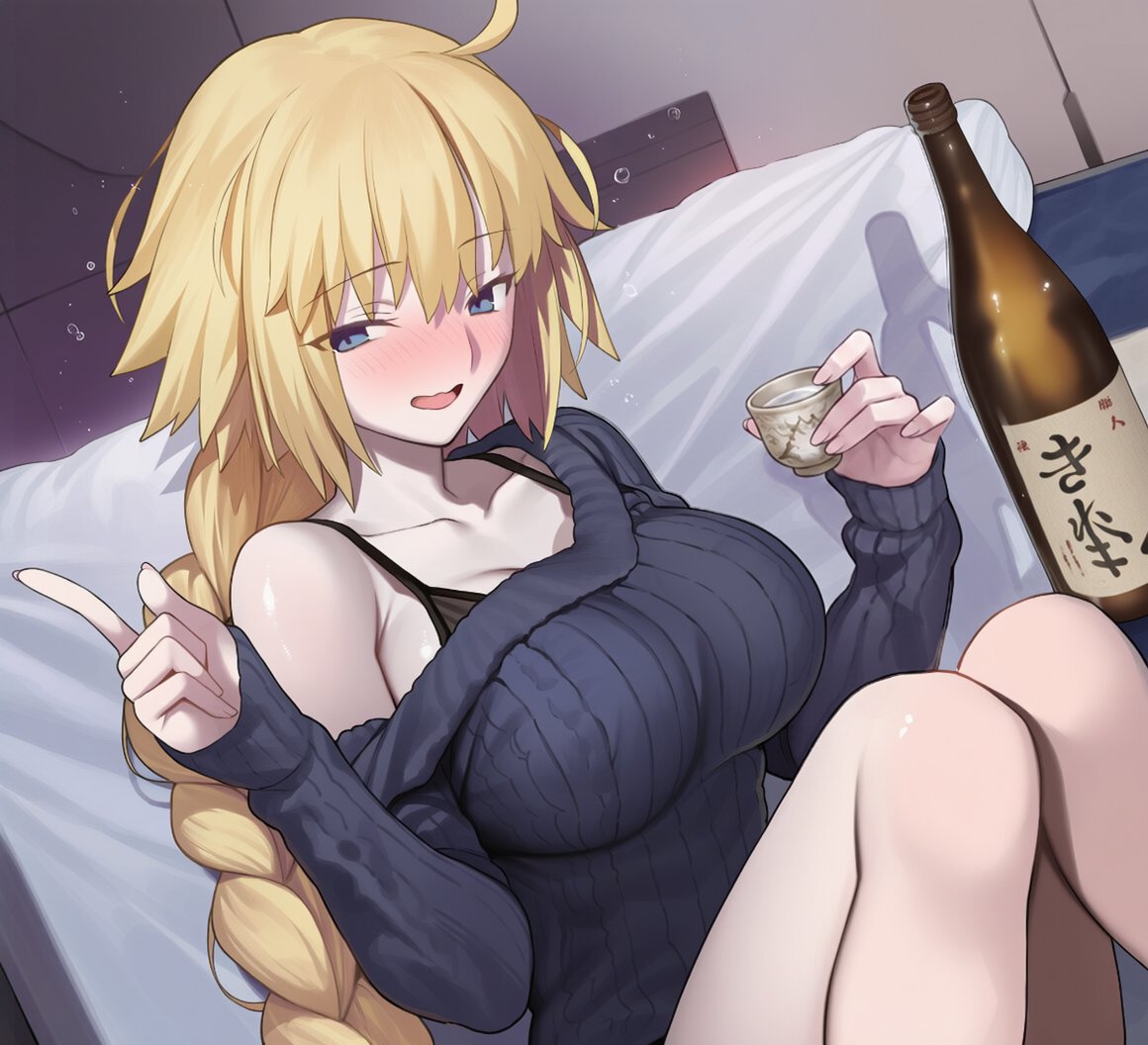 leotigerd's tweet photo. もう一杯だけ飲みたいジャンヌ姉さん

昨日の投稿の続きになります。

元々は部屋で一緒に飲み始める画像からアップしようかな？と思ったのですが、
昨日の画像とちょっと被るかな？と思って、せっかく作ったものの、アップは見送って、
代わりに、かなり酔った状態で「もう一杯だけ」と甘えている感じの画像をアップしてみます。

#FGO #ジャンヌ #ジャンヌダルク