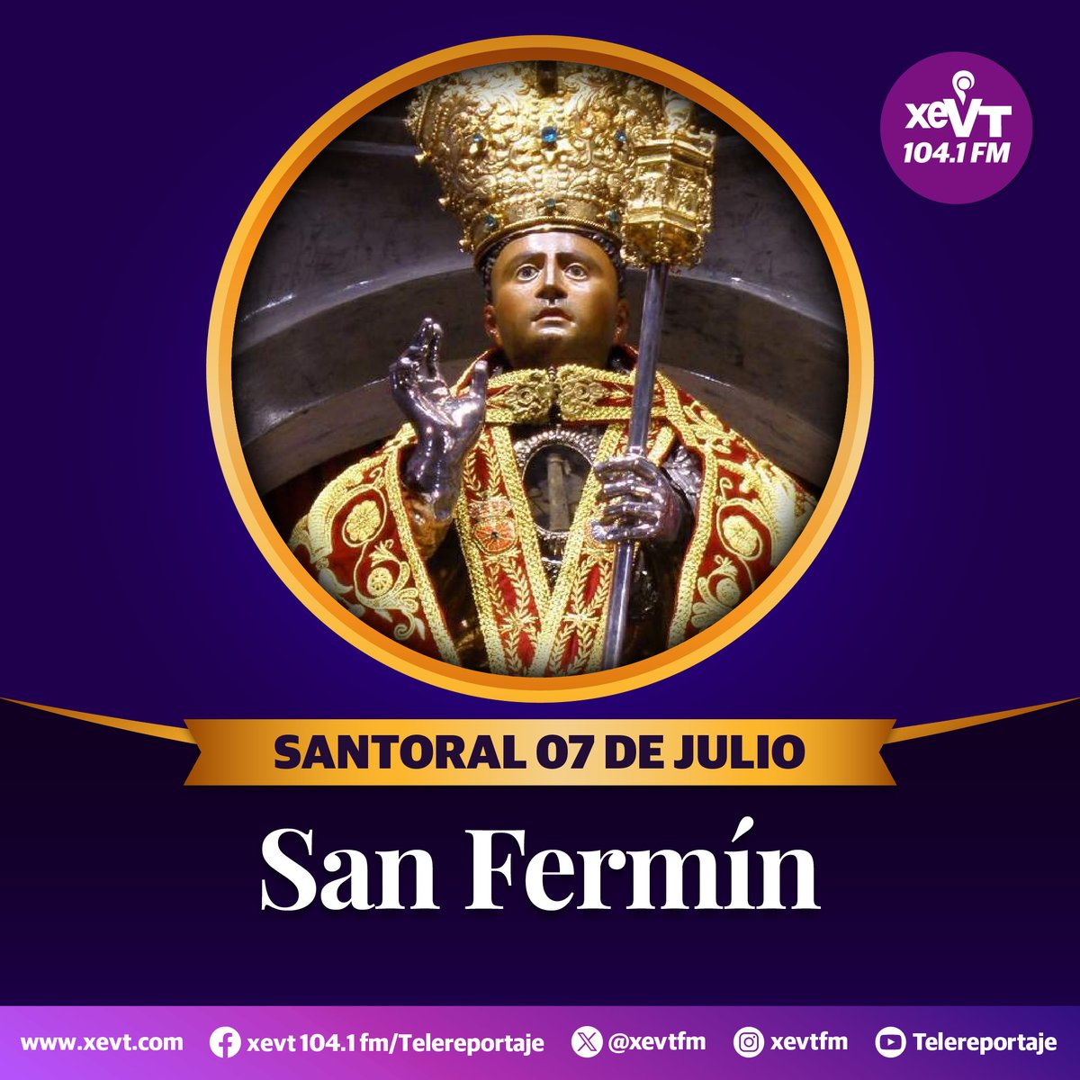 xevtfm's tweet photo. #07DeJulio ⛪️| San Fermín

#LasEfemérides🗓️ #SeñalQueUne📡#XEVT🎙️ https://t.co/uRkTtVvidt
