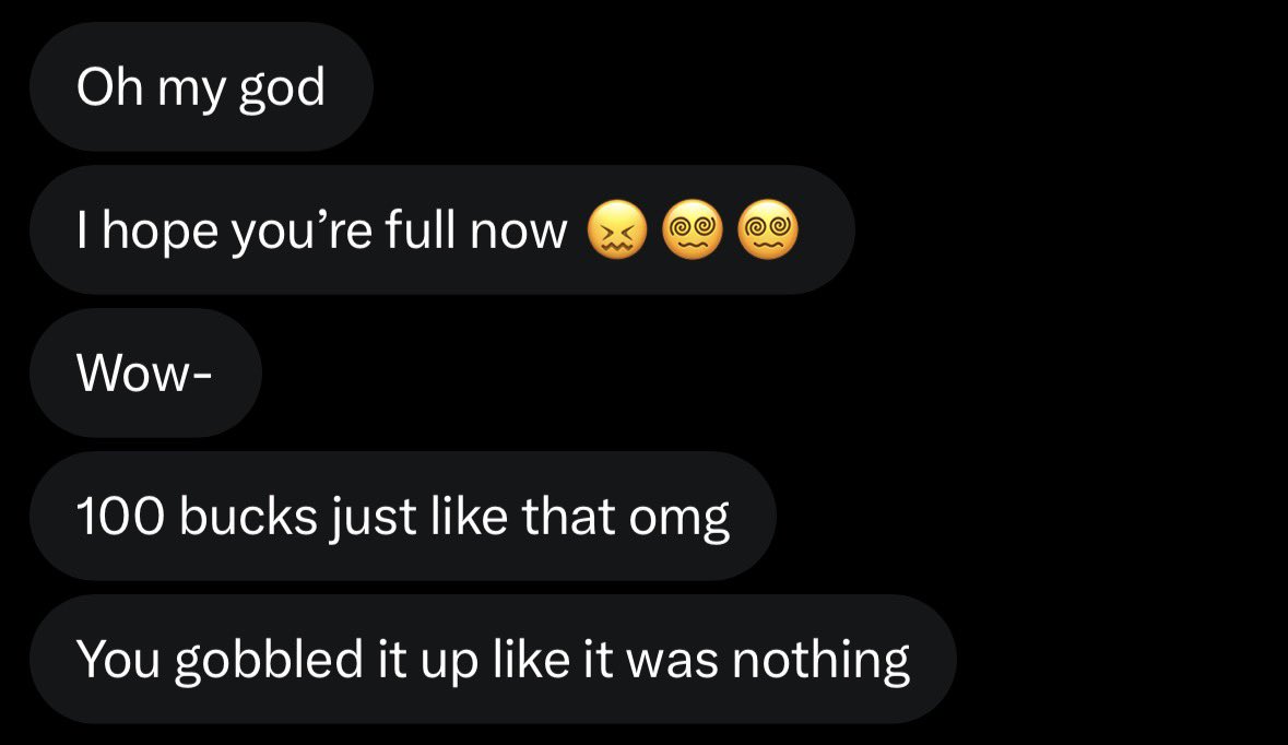 donatecashnow's tweet photo. gosh .. gulping down sm cash can get exhausting 😵‍💫

just an endless cycle of boys triggering each other into shoving cash into my hungry mouth .. 😖 one relapse fuels the next </3

once i get a taste of ur savings i just can’t help wanting to swallow more 🥺

catfish findom https://t.co/wjtCBRFogT
