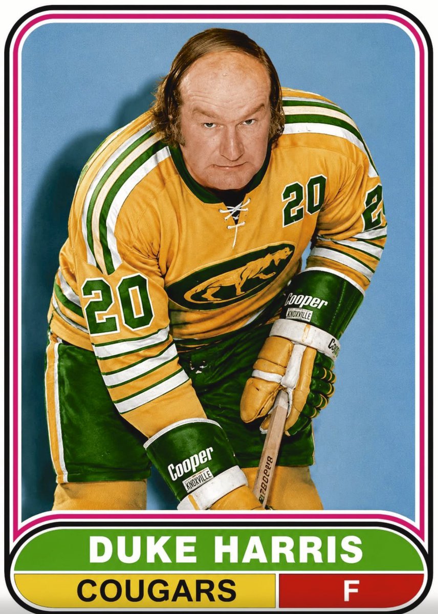 Berger_BYTES's tweet photo. #TBT: Here’s how hockey players (some) looked in the savage 70’s, when the #NHL and #WHA competed for seven seasons. Duke Harris was 31 in this photo. He played four games with the #Leafs in 1967-68 and died in August 2017. #Cougars #Chicago #LeafsForever https://t.co/Eh92RZy40E