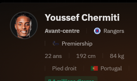 TeDd_McNulty's tweet photo. Profil de Youssef #Chermiti, joueur pisté par l'@OL selon @footmercato https://t.co/6p7v7M0XDp