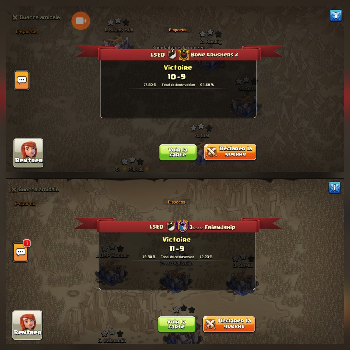 lossantosesport's tweet photo. 1st match : Victory ⭐️ 10-9 ⭐️ vs HP ARMY RESERVE.
2nd match : Victory ⭐️ 12-9 ⭐️ vs Persona.
3rd match : Defeat ⭐️ 9-11⭐️ vs @arka_coc.
4th match : Victory ⭐️ 11-9 ⭐️ vs 3☆☆☆ Friendship.
5th match : Victory ⭐️ 10-9 ⭐️ vs Bone Crushers 2.
#WorldsQualifiers #WorldChampionships https://t.co/ZZyEdjYHrs