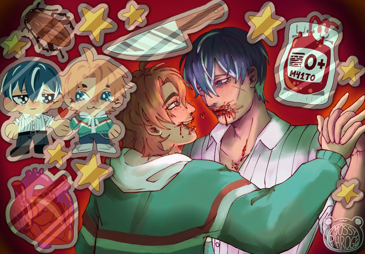 mossyphroge's tweet photo. //cw: mild gore / blood

first attack of the season!! for @mm41to :D

#artfight2026 #ginsal https://t.co/s3fArChzVm