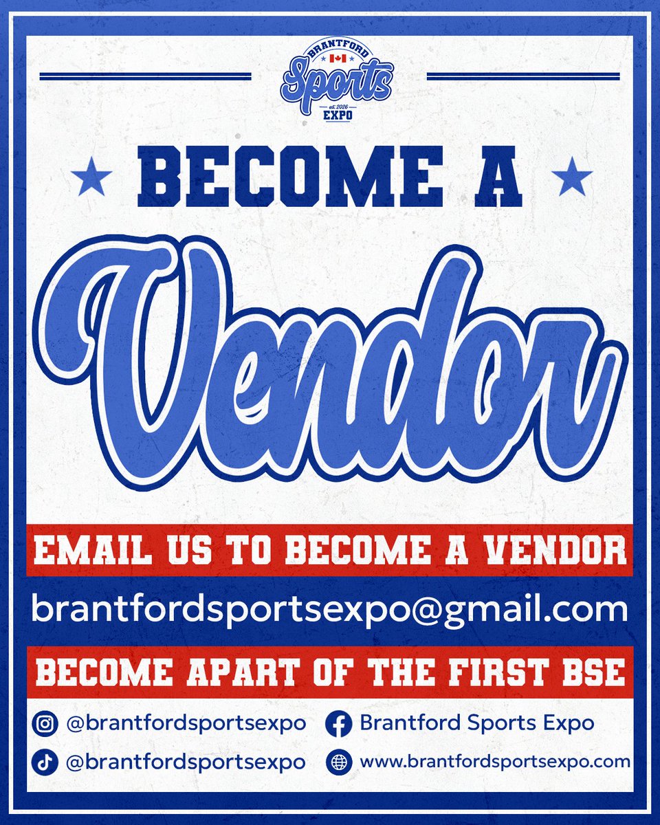 BrantSportsExpo's tweet photo. Vendor Registration is now OPEN !!

Email Brantfordsportsexpo@gmail.com 
#BSE2026 #SportsExpo https://t.co/4yzkhgLrhV
