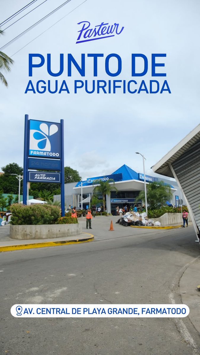 MariRiquelme's tweet photo. La empresa Pasteur de Venezuela logró poner dos puntos de agua purificada en La Guaira.

Uno en el Farmatodo de Playa Grande y el otro en La Armada de Catia La Mar.

El agua es gratuita, sólo debes llevar tu envase. https://t.co/a0qM3Vkvu2