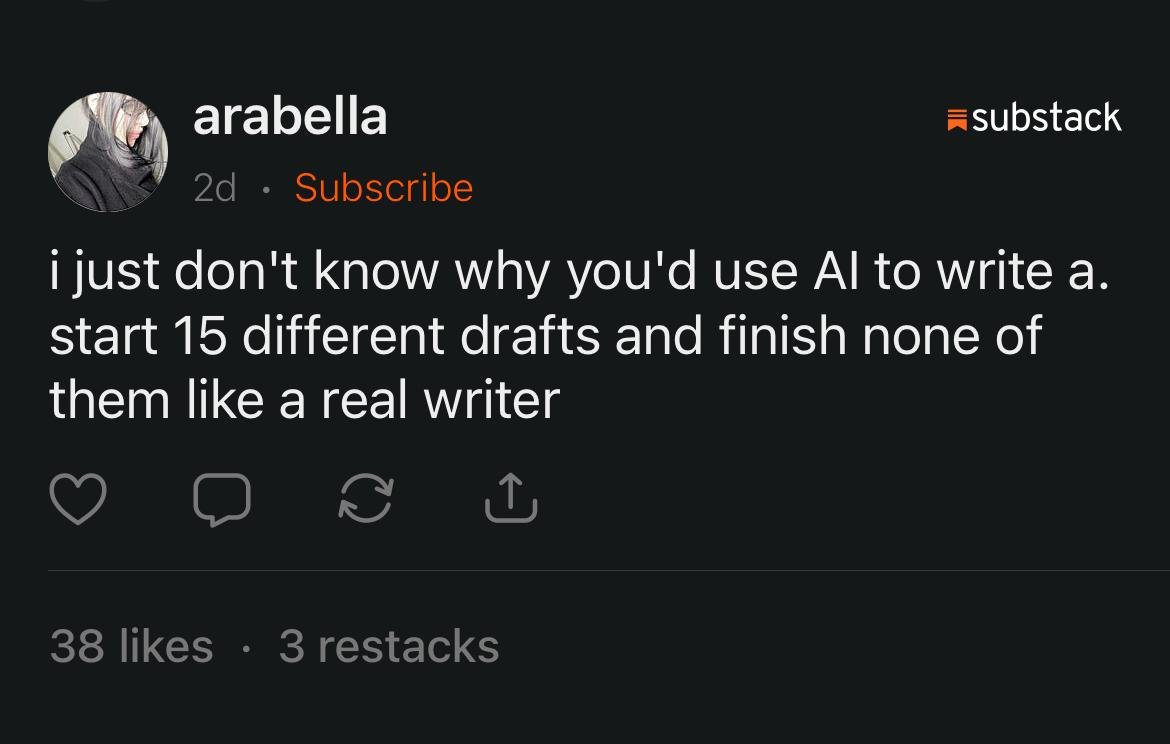 Substack's tweet photo. "The first draft of anything is shit" - Ernest Hemingway https://t.co/8lVYZsixhO