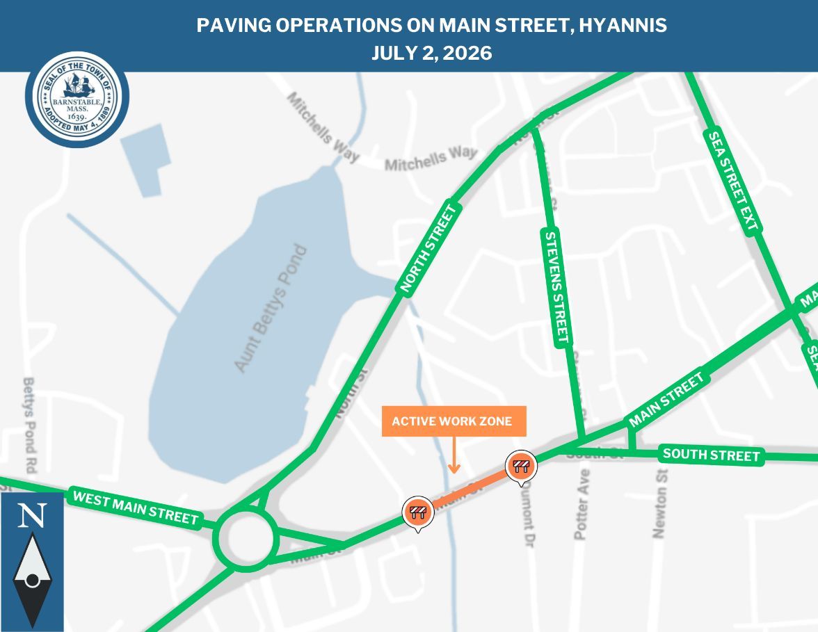 CapeCodcom's tweet photo. Traffic Advisory: Paving Operations on Main Street, Hyannis https://t.co/KaYXqjq8Sz https://t.co/6YbfDgB0cB