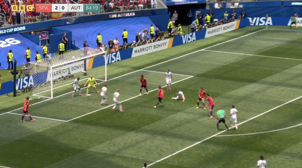 TouchlineX's tweet photo. 📸 - LAMINE YAMAL'S SHOT IS CLEARED OFF THE LINE BY DAVID ALABA! https://t.co/gJ4Vkd6dxz