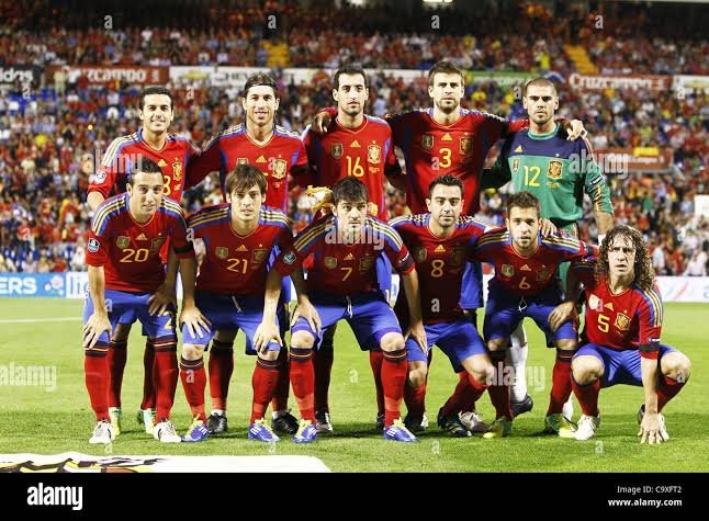 No_Pressure25's tweet photo. Men's World Cup (2010)- Spain won its first men's title in 2010 with a legendary core of eight Barcelona players: Carles Puyol, Gerard Piqué, Xavi, Andrés Iniesta, Sergio Busquets, Pedro, Víctor Valdés, and David Villa. Remarkably, every single goal was scored by a Barca player https://t.co/TTt99994KV