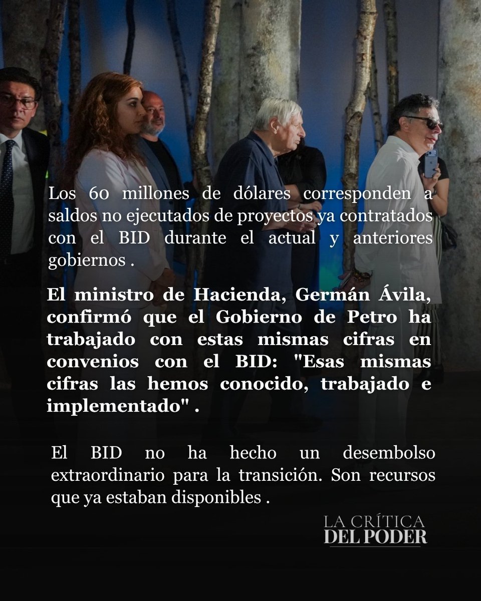 criticadelpoder's tweet photo. No es donación. Es cartera vigente.

El presidente Petro desmiente la información falsa sobre una supuesta transferencia del BID para el empalme. Los 60 millones de dólares disponibles corresponden a saldos de programas ya contratados.

La desinformación tiene nombre y propósito. https://t.co/yCx1zceFBX