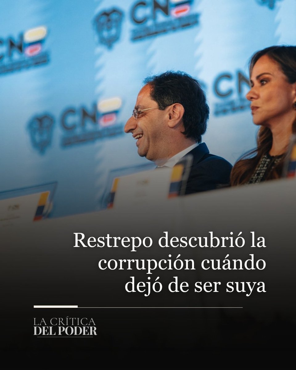 criticadelpoder's tweet photo. Restrepo fue ministro durante todo el gobierno Duque. En esos años estallaron Centros Poblados y el escándalo del Ñeñe Hernández. Él no estuvo implicado, pero tampoco lideró ningún proceso anticorrupción entonces. https://t.co/tGHLpk3L6U