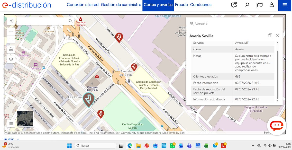 kyntyyo's tweet photo. POLÍGONO SUR: Apagón. 1.567 Suministros (familias) sin luz. Ola de calor. Riesgo de salud/seguridad @JuanMa_Moreno
@jlsanzalcalde @SubdeGobSevilla @DefensorAndaluz
@DistritoSurayto @EmergenciasSev @E112Andalucia https://t.co/rzMPmre7cI
