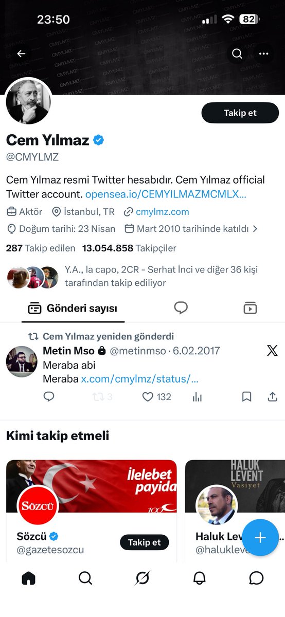 nigobi's tweet photo. @metinmso Cem Yılmaz ın sayfasına baktığımda yalnızca senin bir mesajımı RT ettiği gözüküyor, diğer sayfalarda böyle bir şey yok
Dikkat et abi kendine 😅 https://t.co/twWzz8OKJo