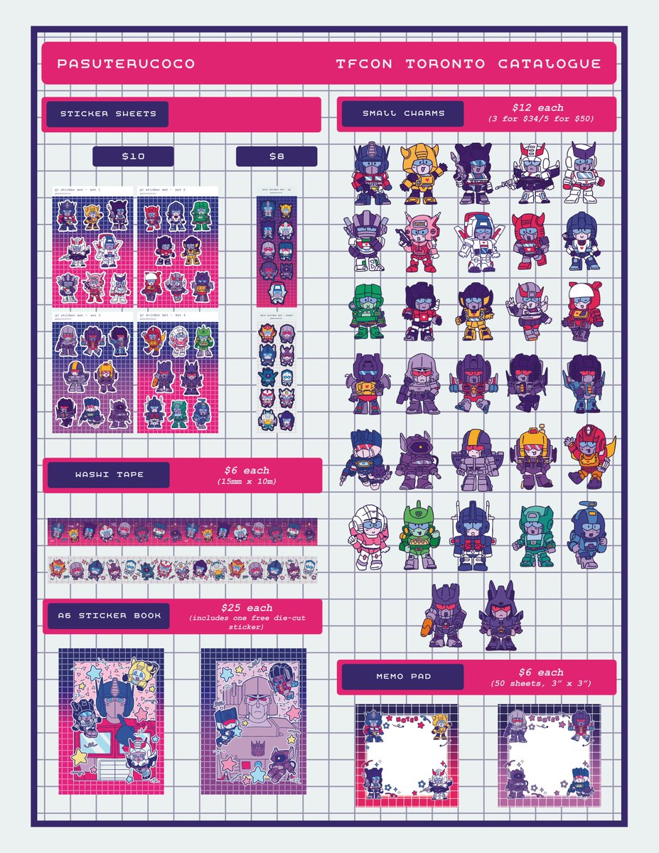 pasuterucoco's tweet photo. the humble catalogue for tfcon toronto 2026!! i'll be tabling with the awesome @honeyginsen :3 https://t.co/nRCS2QuVbO