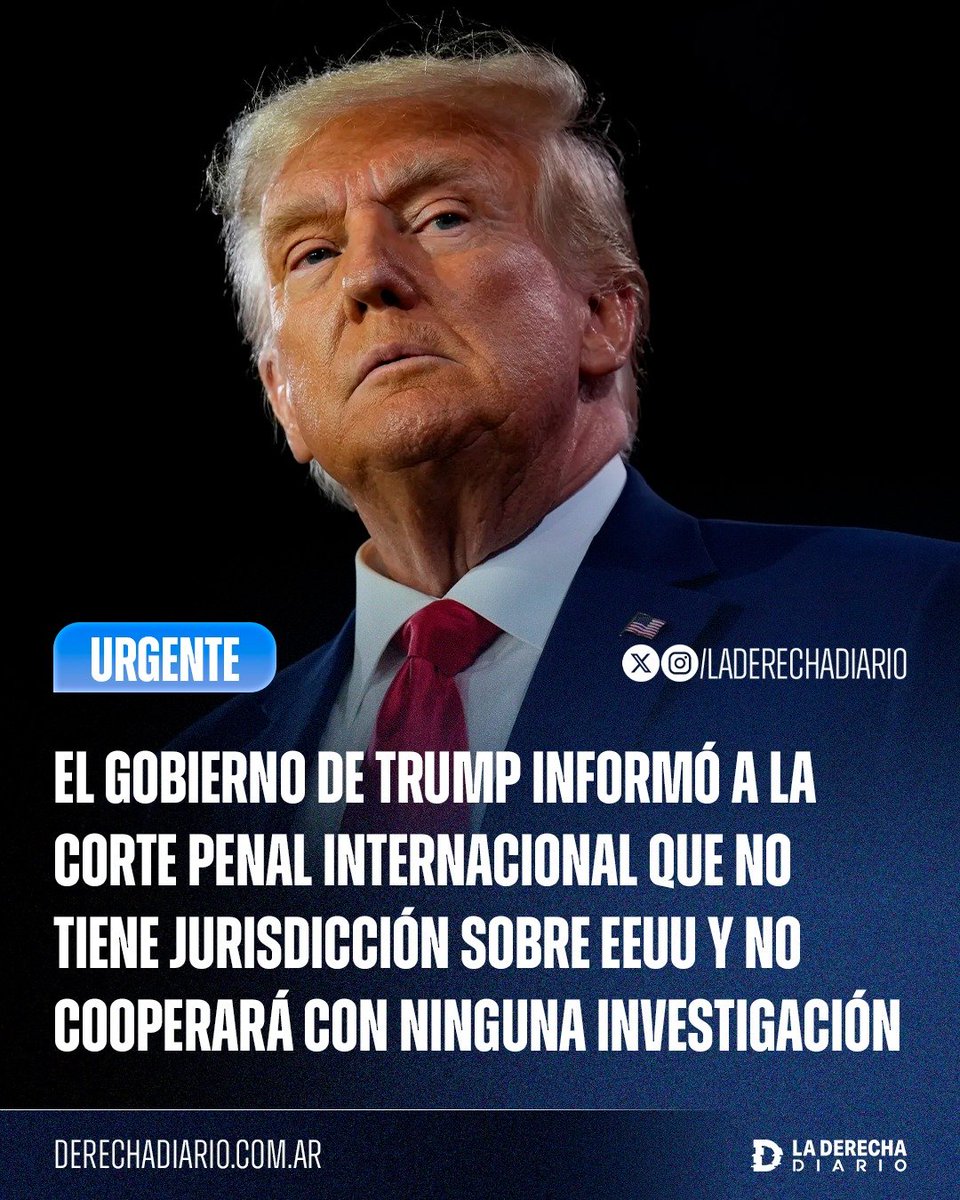 laderechadiario's tweet photo. 🚨🇺🇸 | EXCELENTE: El Departamento de Justicia de los Estados Unidos informó que no reconoce la jurisdicción de la Corte Penal Internacional sobre los estadounidenses ni consiente su autoridad, anunciando además que no cooperará con ninguna investigación de un organismo al que Trump ya sancionó al tomar el poder en 2025.