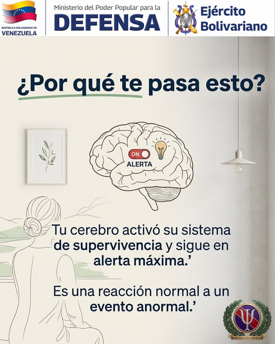 ejercito_ve's tweet photo. ¿Tienes miedo de que vuelva a temblar?

Es completamente normal y sumamente común sentir miedo, ansiedad o hipervigilancia después de un sismo. Ese temor a que "vuelva a temblar" (conocido como tremofobia cuando se vuelve muy intenso) es una respuesta natural de nuestro cerebro, que se queda en modo de alerta para protegernos. 1/2