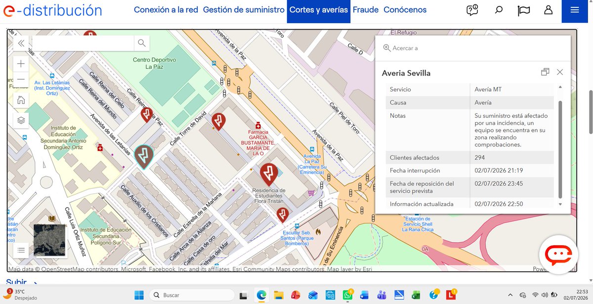 kyntyyo's tweet photo. POLÍGONO SUR: Apagón. 1.567 Suministros (familias) sin luz. Ola de calor. Riesgo de salud/seguridad @JuanMa_Moreno
@jlsanzalcalde @SubdeGobSevilla @DefensorAndaluz
@DistritoSurayto @EmergenciasSev @E112Andalucia https://t.co/rzMPmre7cI