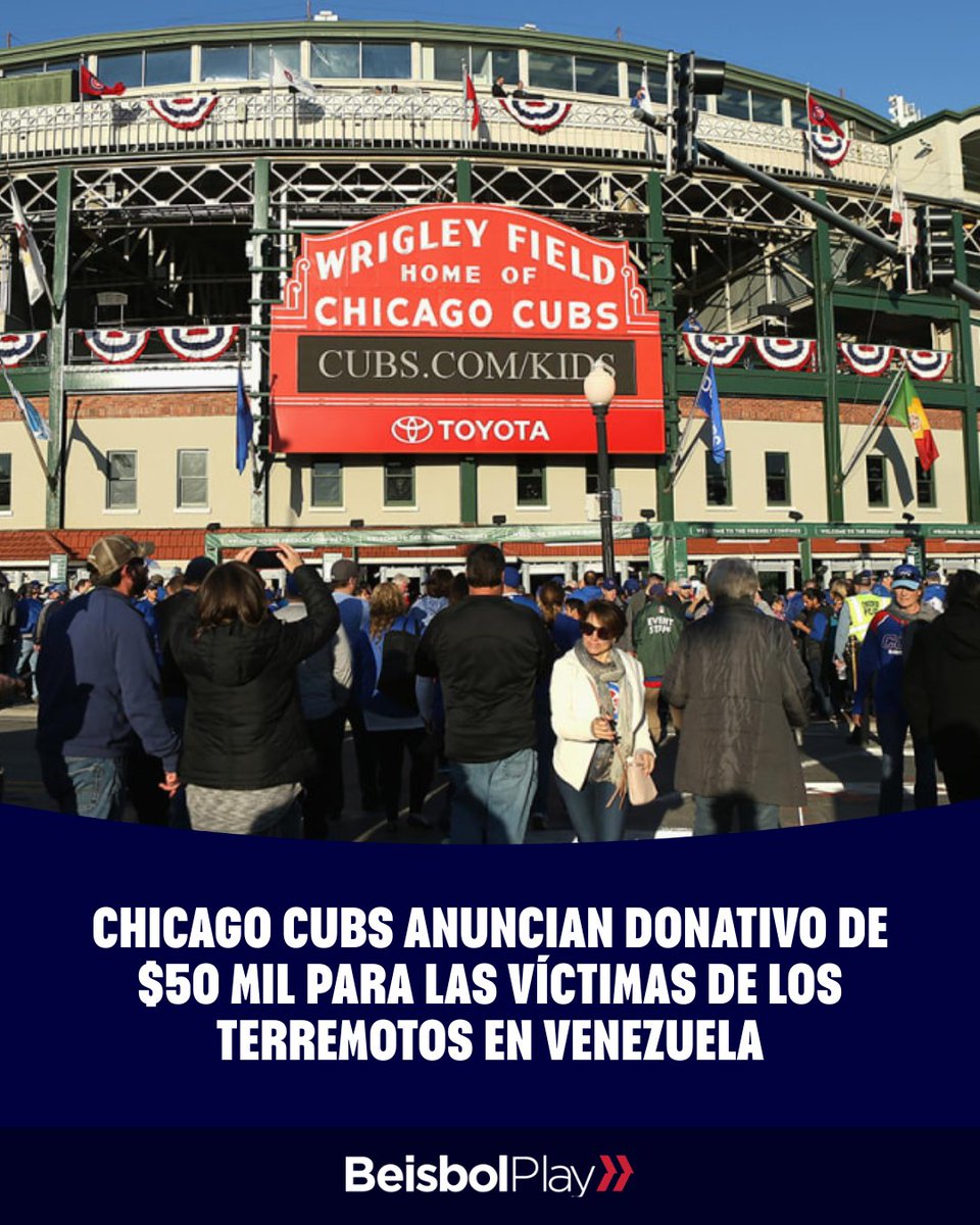 beisbolplaycom's tweet photo. El equipo de Illinois, junto a la fundación Cubs Charities, invitó a sus aficionados a sumarse y donar a la causa de los afectados por los estragos del desastre natural. ✅

#MLB https://t.co/RxF1IQWq6U
