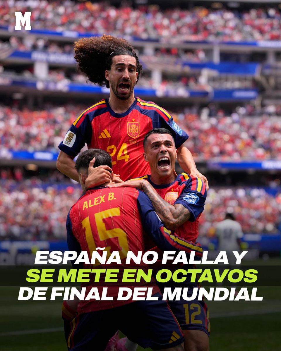 marca's tweet photo. 🚨 ¡A OCTAVOS!  🚨

💥 España tumba a Austria con una actuación convincente 💥

Estelar Oyarzabal con un doblete 💣💣

La Roja espera a Portugal o Croacia en la siguiente ronda 👨🏻‍🏫

#FIFAWorldCup #Mundial2026 https://t.co/GnQDYSNNvo