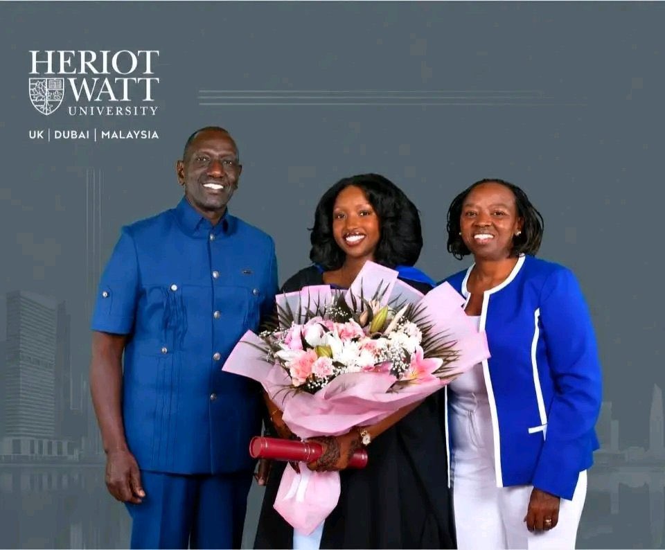 NytoP2PMwangi's tweet photo. President William Ruto's daughter, Cullie Chepng'etich Ruto, has graduated from Heriot-Watt University in Edinburgh, Scotland, with a Bachelor's Degree in Architecture.

She is President Ruto's first child to study abroad, as all his other children have studied at local universities.

During the Kalasha International Film & TV Awards in May, President Ruto publicly apologized to Cullie for discouraging her from pursuing film after high school, despite it being something she was deeply passionate about.

Architecture is so hard, just like medicine. Roughly 70% of students never complete their studies….

Congratulations to her

@WilliamsRuto / @MamaRachelRuto
